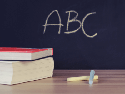 chalkboard with alphabet